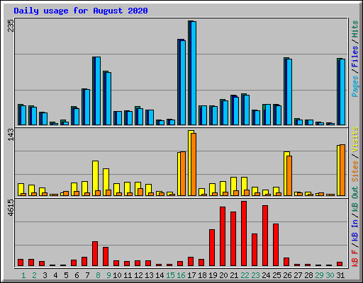 Daily usage for August 2020