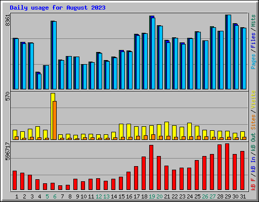 Daily usage for August 2023