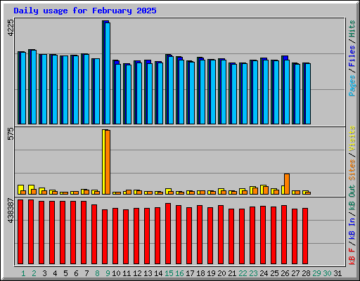 Daily usage for February 2025