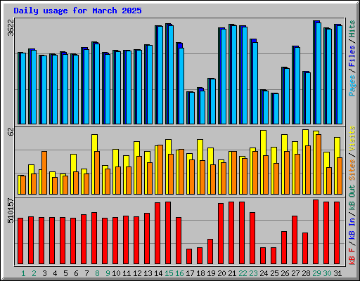 Daily usage for March 2025